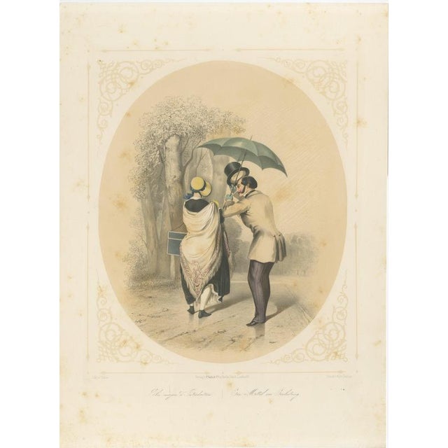 Bülow, Set of Three Romantic Courtship & Social Satire, 1850, Lithograph For Sale - Image 3 of 14