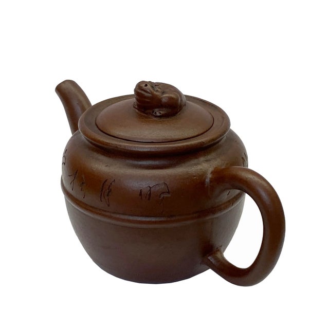 Chinese Handmade Yixing Zisha Clay Teapot With Artistic Accent For Sale - Image 4 of 5