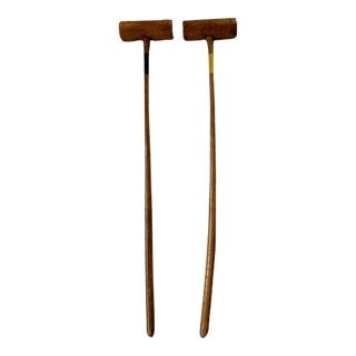 Antique Croquet Mallets - a Pair For Sale
