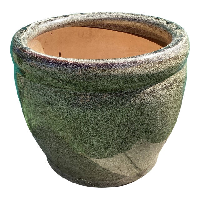 Late 20th Century Large Outdoor/Indoor Glazed Ceramic Planter For Sale