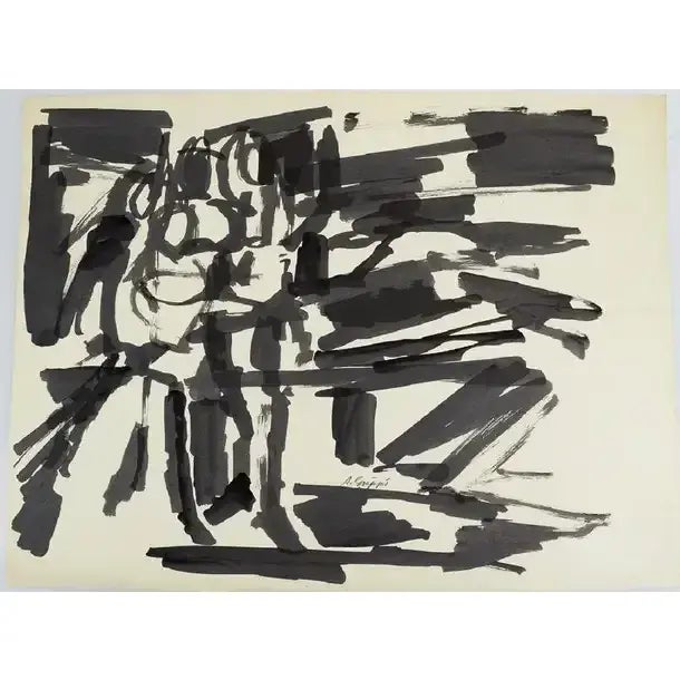 Abstract Expressionist Gestural Black & White Pen & Ink Work by Salvatore Grippi ' Gorgeous early pen and ink on paper...