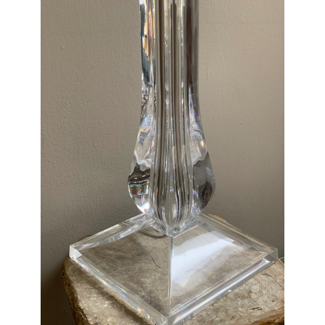 Plastic Vintage Lucite Pillar Table Lamp For Sale - Image 7 of 8