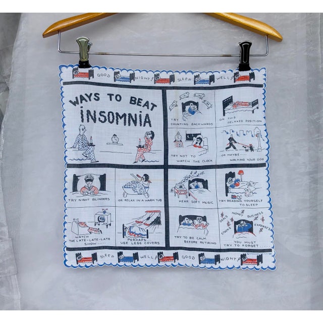 This vintage handkerchief is a fun 1950s novelty textile. Frame the vintage hanky and hang it as wall decor in a bedroom....