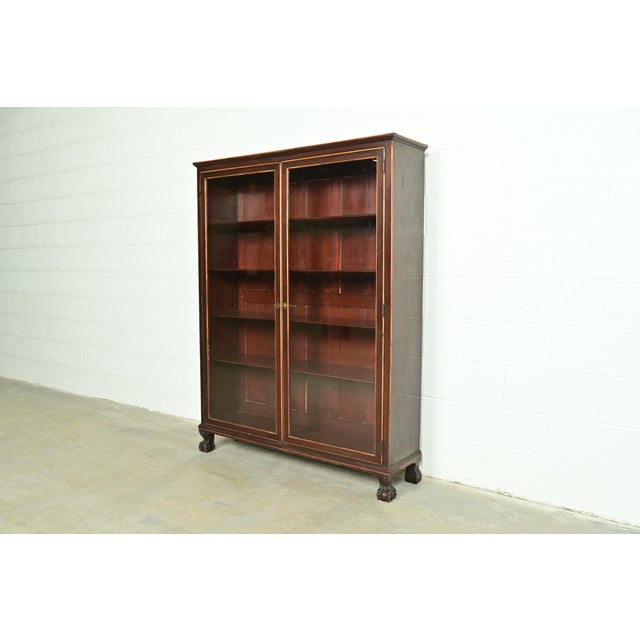Victorian R. J. Horner Style American Empire Carved Mahogany Bookcase With Ball and Claw Feet, Circa 1890s For Sale - Image 3 of 13
