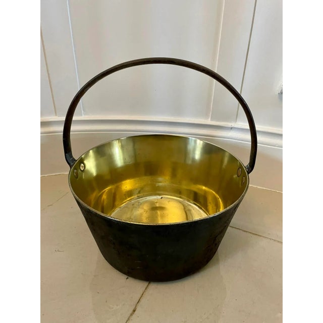 Metal Large Antique Victorian Brass Pail For Sale - Image 7 of 7