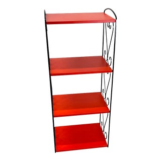 Vintage 1960s Red & Black Metal Shelf For Sale