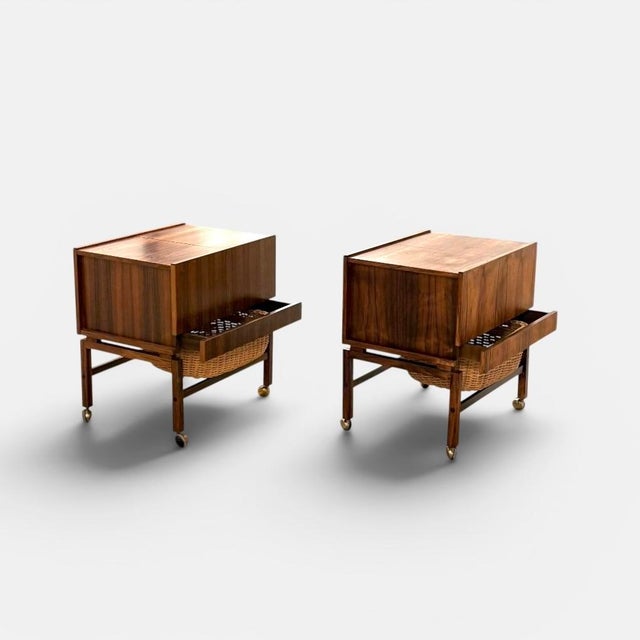 Rosewood Sewing Tables attributed to Erling Torvits, 1960s, Set of 2 For Sale - Image 5 of 7