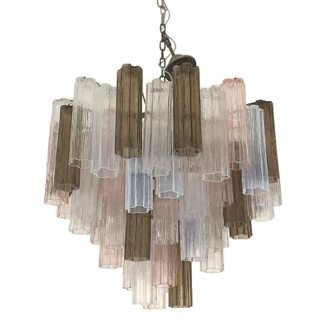 Contemporary Murano Glass Sputnik Tronchi Chandelier Multicolor, Mazzega Style For Sale