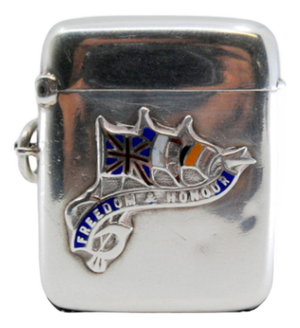 Embossed Silver Matchbox with Hinged Lid and Hanging Ring