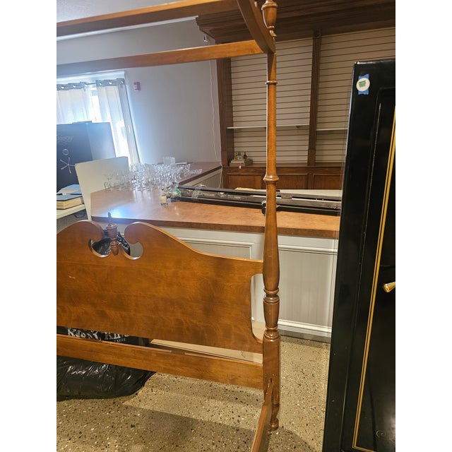 Mid 20th Century Ethan Allen Four Post Maple Canopy Bed Nutmeg Finish For Sale - Image 12 of 13