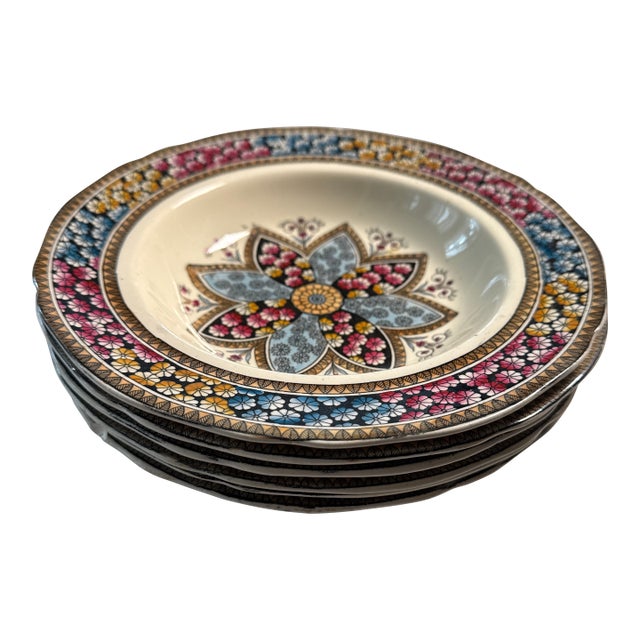 Antique Copeland Spode “Primrose” Rimmed Soup Bowl - 6 Available For Sale