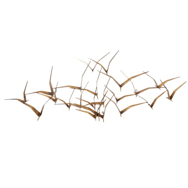 Rare brass finished Birds in Flight by Curtis Jere, signed, 1989. Beautiful piece with some patina as expected with age....