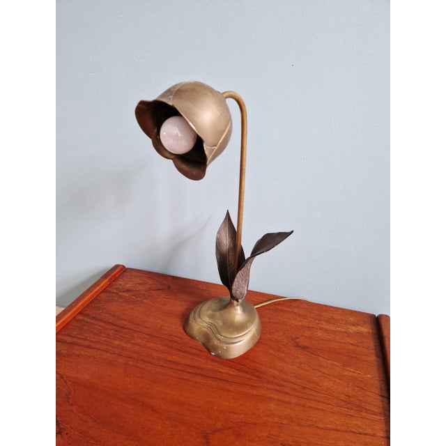 Hollywood Regency Floral Table Lamp in Bronze and Brass, 1970 For Sale - Image 15 of 15