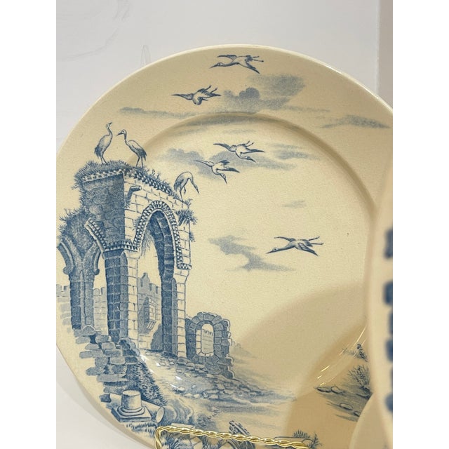 1930s French Faience Plates by Gien, Architectural Ruins Faience, Set of 18 For Sale - Image 5 of 10