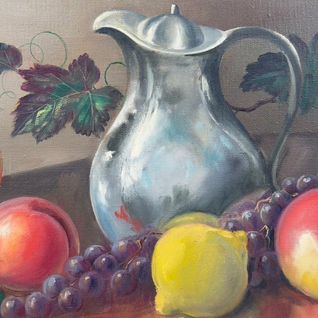 Vintage Erich Schürer German (1910–1998) Original Oil Painting Fruit Still Life For Sale - Image 4 of 15