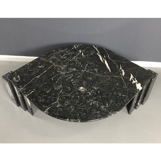 1970s Italian Black Marble Cocktail Table Eye Shaped Mid Century For Sale In Philadelphia - Image 6 of 10