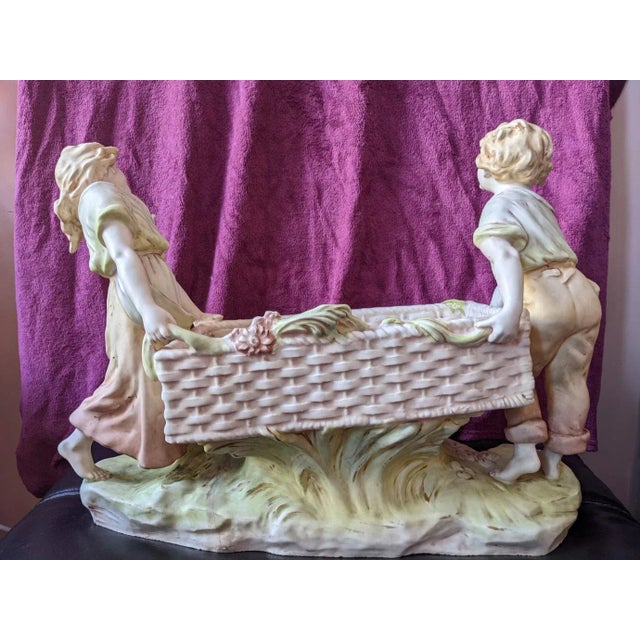 Art Deco 1900s Large Antique Dux Bohemia Porcelain Figurine Centerpiece For Sale - Image 3 of 11