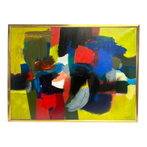 Abstract Oil on Canvas Painting Signed by Pierre Fulcrand