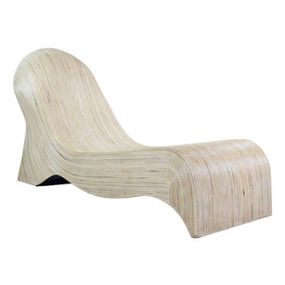 Matthew Izzo Home Stiletto Natural Rattan Weave Chaise Lounge For Sale
