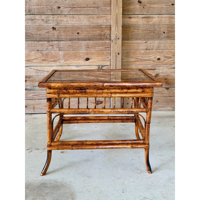Wood Restored Brighton Pavilion Style Bamboo Side Table by Mersman For Sale - Image 7 of 10