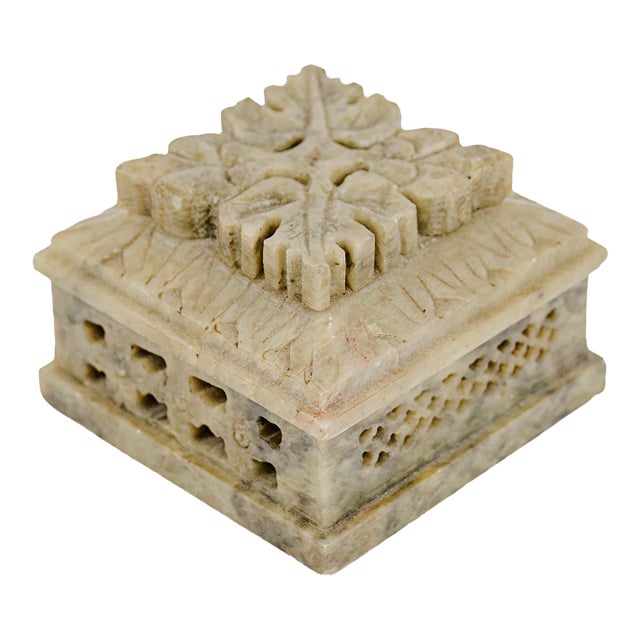 Hand-Carved Soapstone Trinket Box For Sale