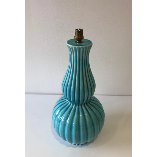 Blue Ceramic Table Lamp, circa 1970 For Sale - Image 8 of 12