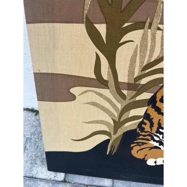 1977 Domus Textiles Hand Printed Tiger Art by Joan Spatrizano For Sale - Image 12 of 18