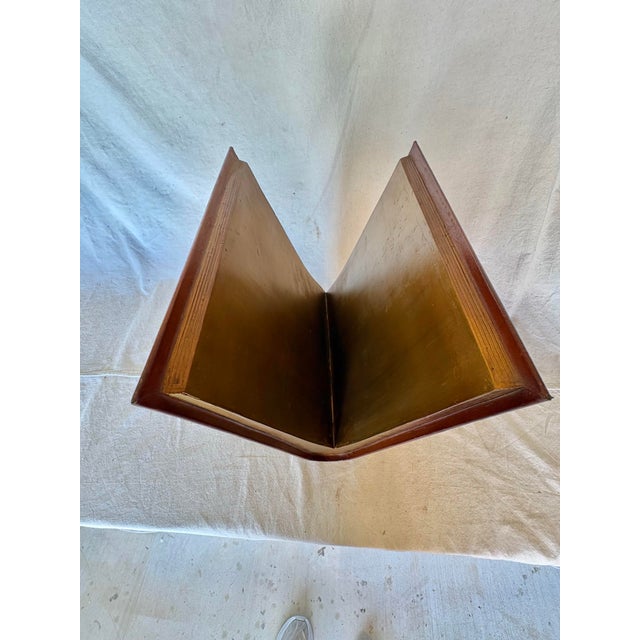 Brown Mid 20th Century Leather and Cast Iron Magazine Rack For Sale - Image 8 of 13