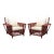 Pair of Vintage Palecek President's Chairs Red Rattan White Cushion Patio Chairs For Sale