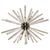 Italian Sputnik chandelier with 50 trihedral clear glass prisms arranged radially around a central black metal core. Brass...