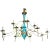 Large Department Store Chandelier, Robin's Egg Blue and Brass For Sale