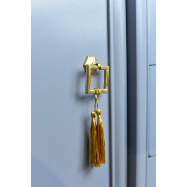 1950s Mahogany Sideboard by Landstrom Furniture in Blue - Newly Painted For Sale - Image 9 of 12