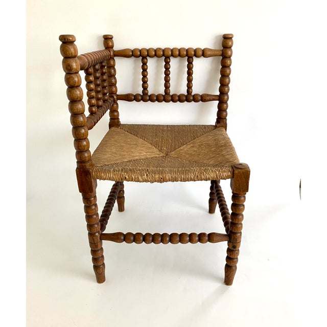 Traditional Dutch Oak Corner Bobbin Chair For Sale - Image 3 of 7