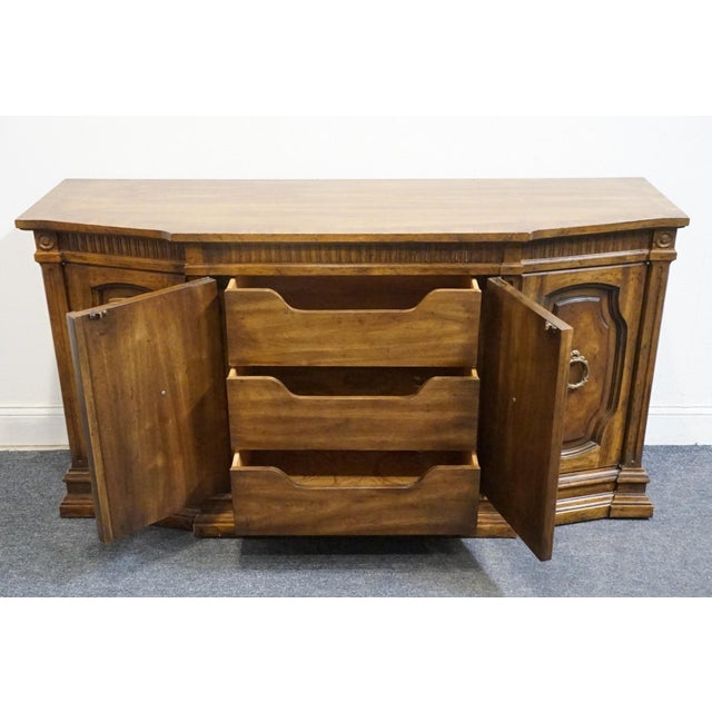 Heritage Furniture Walnut Italian Mediterranean Style 59" Buffet For Sale In Kansas City - Image 6 of 12