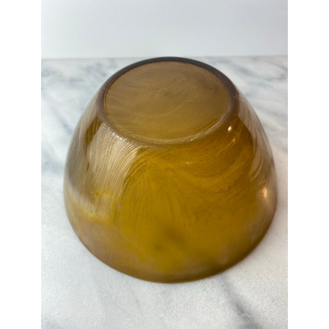 Amber Vintage Arcopal France “Volcan” Frosted Amber Opaline Art Glass Bowl For Sale - Image 8 of 12