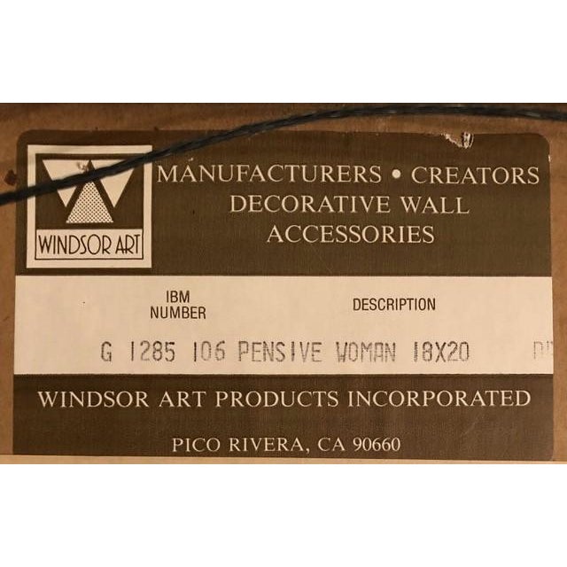 Blue Barbara A. Wood Signed Lithograph “Pensive Woman” Custom Framed For Sale - Image 8 of 11