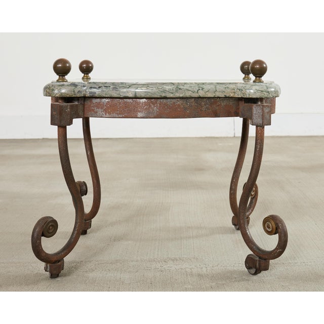 Country English Iron Marble Bronze Drink Table Trivet For Sale - Image 4 of 18