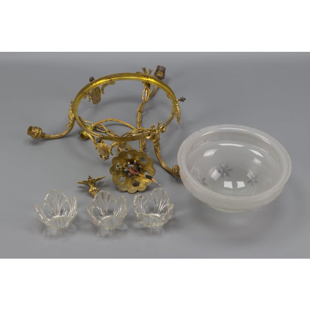Four Light French Neoclassical Style Gilt Bronze and Glass Chandelier For Sale - Image 16 of 18
