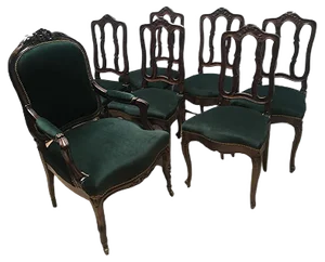 Vintage Louis XV Style Oak Dining Chairs, 1940s, Set of 8