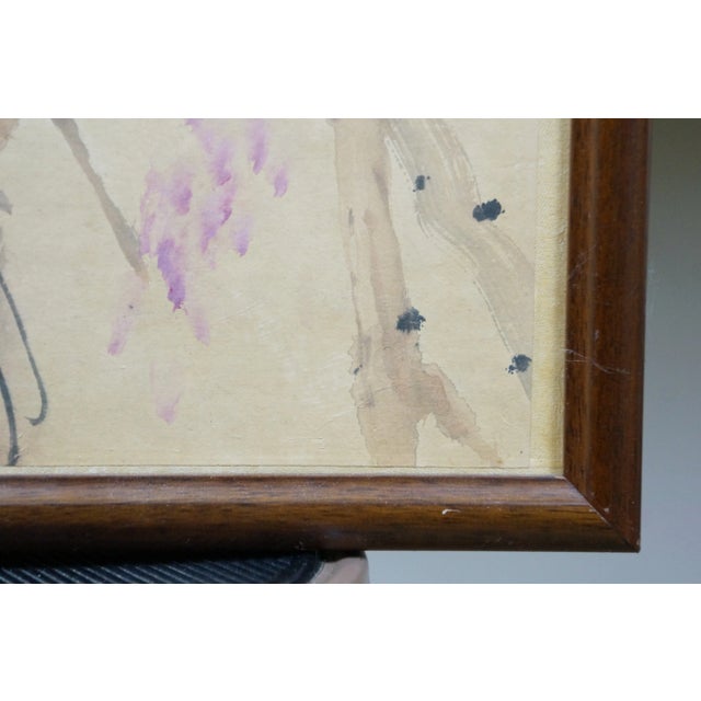 Antique Gao Jianfu Chinese Autumn Dragonfly Lotus Watercolor Scroll Painting 40" For Sale - Image 9 of 10