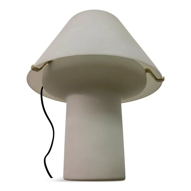 Italian White Glass Table Lamp, 1970s For Sale - Image 9 of 10