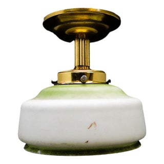 Vintage Art Deco Brass and Glass Pendant Lamp, 1950s For Sale