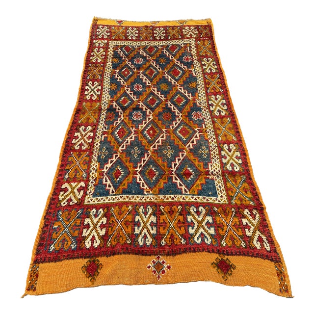 Vintage Moroccan Berber Tribal Rug 4'4 X 9'0 For Sale
