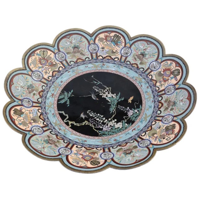Japanese Cloisonne Charger Plate For Sale - Image 3 of 9