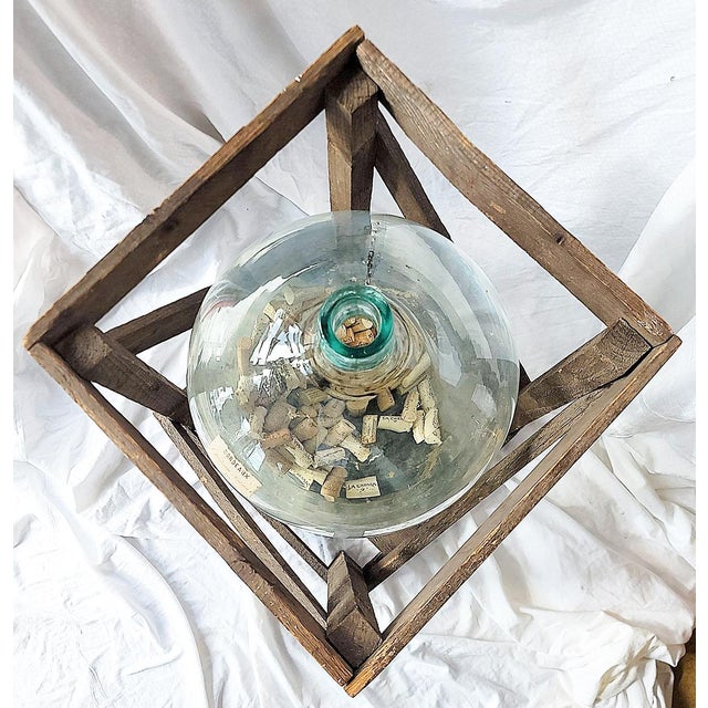 French Demijohn Wine Bottle in Crate For Sale - Image 9 of 10
