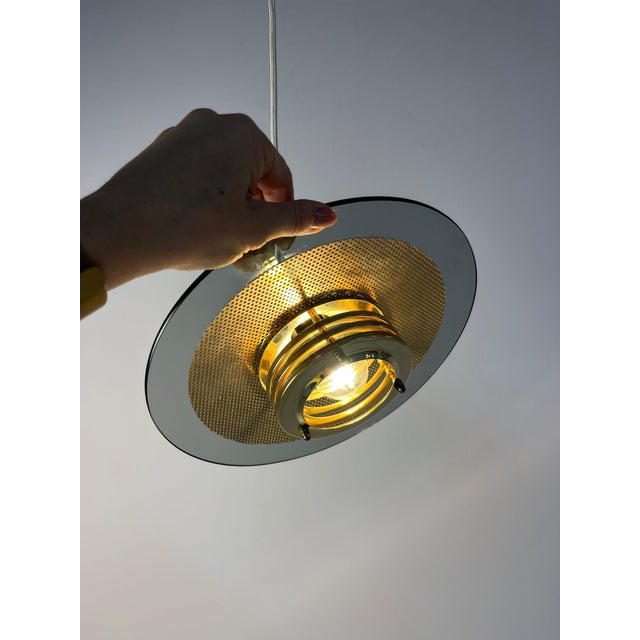Small Vintage Pendant Lamp in Smoked Glass and Brass by Jan Eskil Eskilsson for Belid For Sale - Image 10 of 11