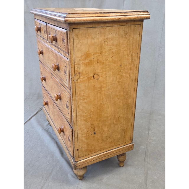 Antique Late 19th Century English Pine Faux Bois Maple Chest of Drawers For Sale - Image 12 of 14