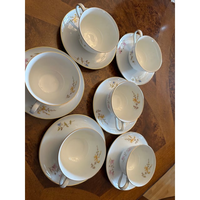 Elegant design, quality craftsmanship Mid Century ROSENTHAL tea cups and saucers set for 6. rear to find "HELENA" pattern...