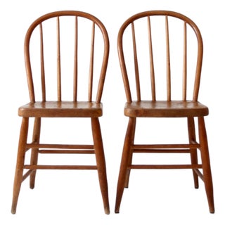 Vintage Windsor Bow Back Chairs Pair For Sale
