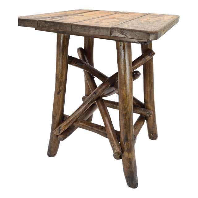 Rustic Folk Style Wooden Stool, 1950s-1970s For Sale